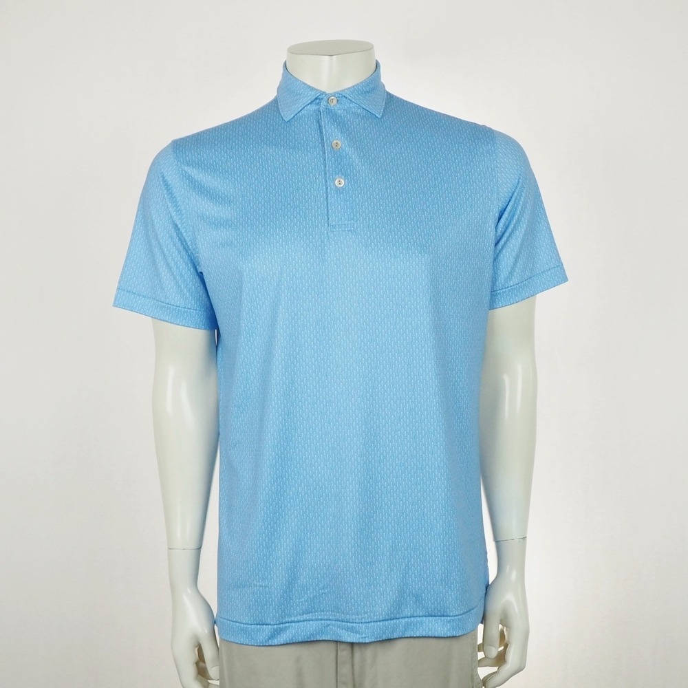 New Peter Millar Shake It Up Golf Polo Shirt Mens Small Blue AOP Summer Comfort